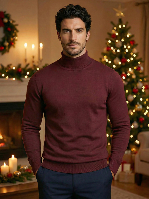 Sweter męski golf bordowy OZONEE V/V24504Z