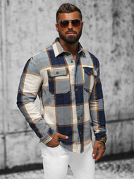 Koszula flanelowa męska granatowa OZONEE NB/MC727B