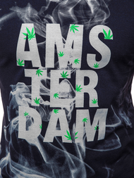 T-Shirt męski z nadrukiem granatowy OZONEE O/BL76