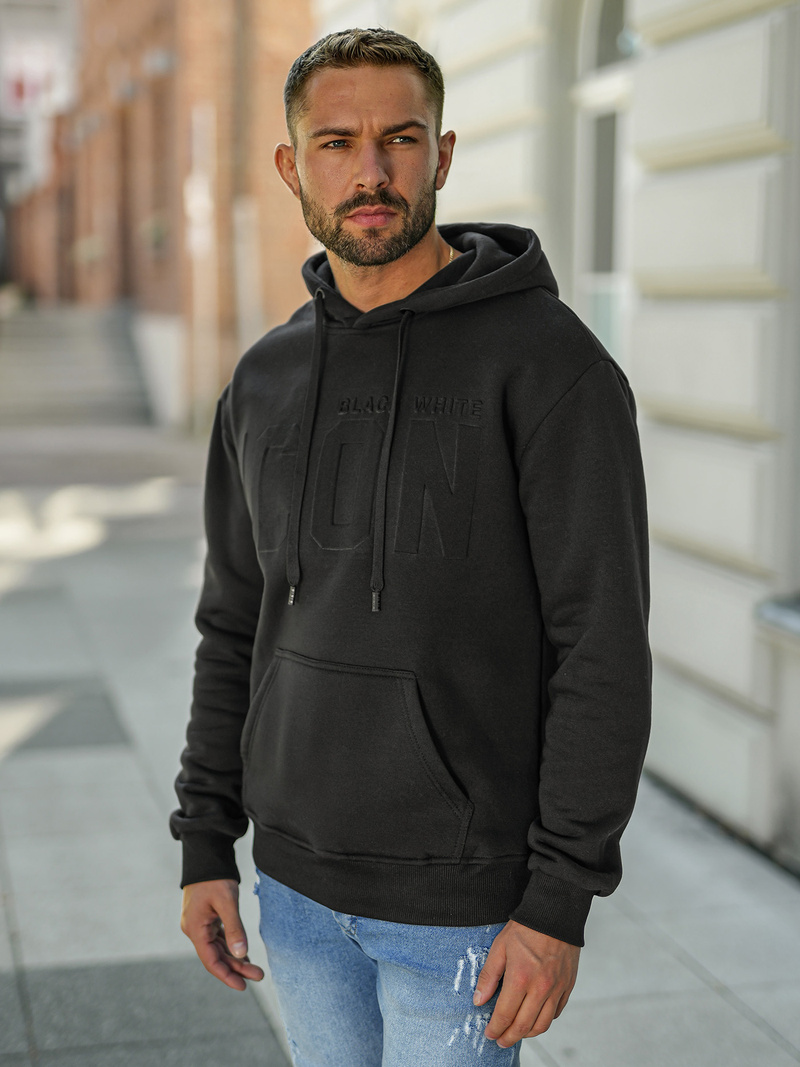 Bluza z kapturem męska czarna OZONEE JS/8B1773/3
