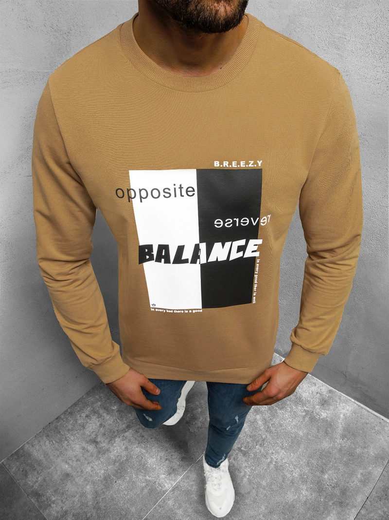 Bluza męska crewneck beżowa OZONEE B/21402023Z