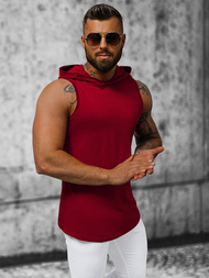 Koszulka bez rękawów z kapturem męska bordowa OZONEE O/2537Z