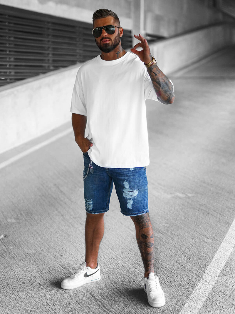 T-shirt męski oversize biały OZONEE O/3430