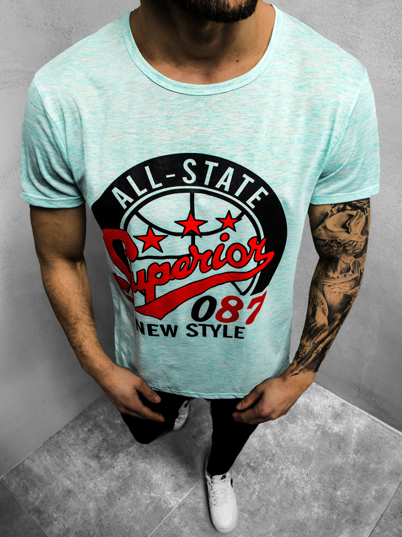 Футболка чоловіча м'ятна OZONEE JS/KS2043Z