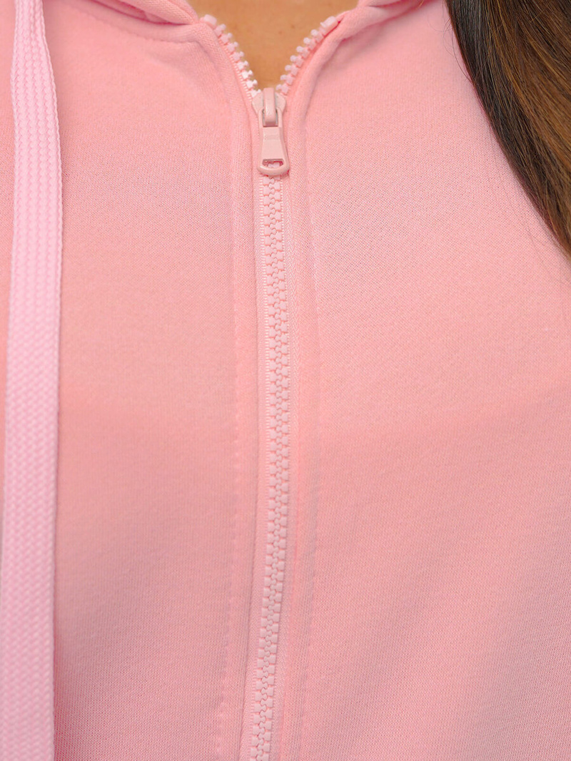 Bluza damska rozpinana z kapturem pudrowa OZONEE JS/W03Z