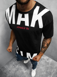 T-Shirt męski z nadrukiem czarny OZONEE MR/21572Z