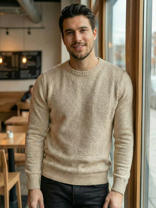 Sweter męski beżowy OZONEE JS/59B3607/155