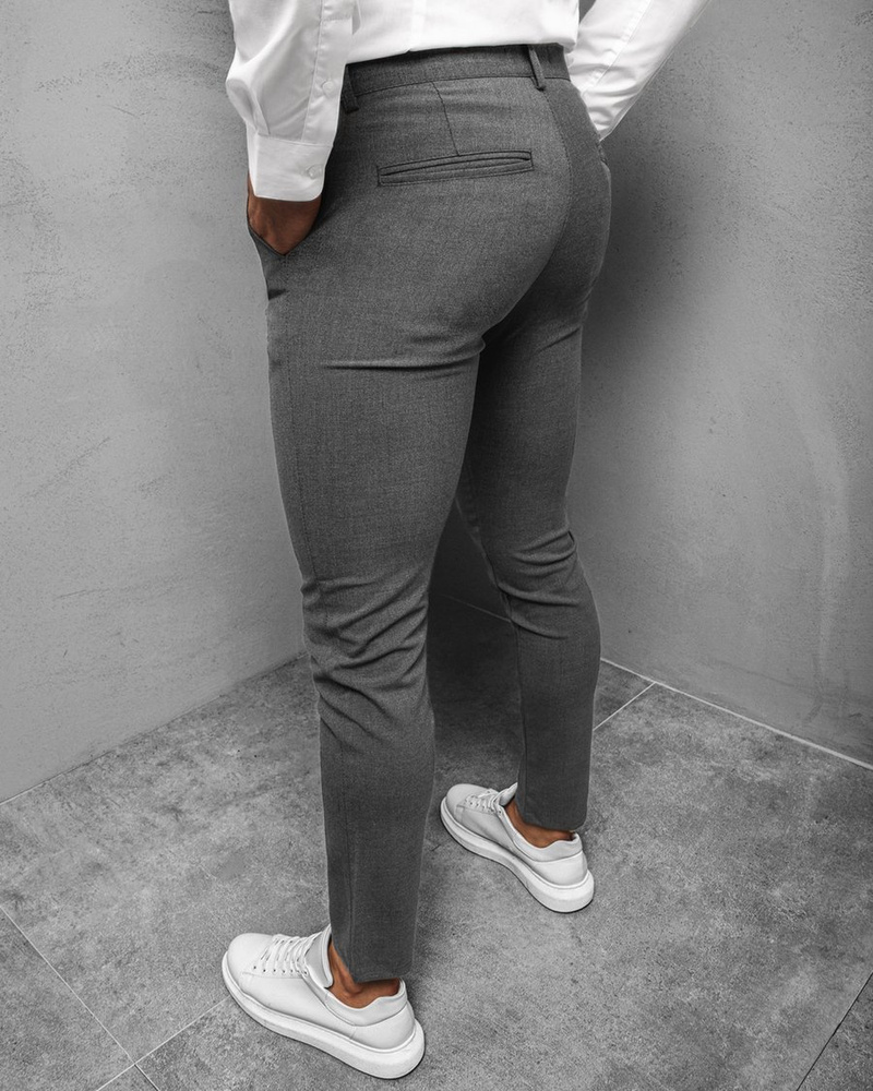 Spodnie męskie chino materiałowe grafitowe OZONEE DJ/5535