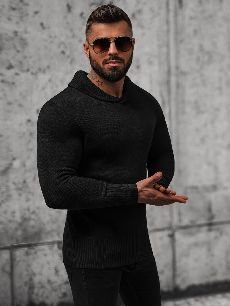 Sweter męski czarny OZONEE NB/MM6018/4Z