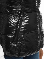 Kamizelka damska pikowana z futerkiem czarna OZONEE O/DK027/1