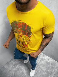 T-Shirt męski z nadrukiem żółty OZONEE JS/KS2632