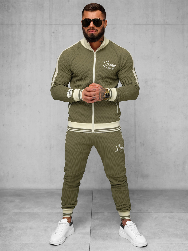 Komplet dresowy męski khaki OZONEE O/FF5030AB