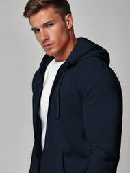 Bluza męska z kapturem rozpinana ciemno-granatowa OZONEE JS/2008