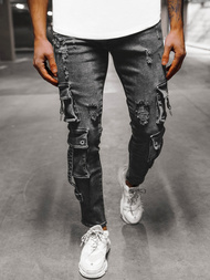 Spodnie jeansowe męskie czarne OZONEE O/B5960Z