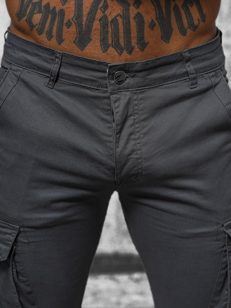 Spodnie męskie chino joggery grafitowe OZONEE NB/MP0202GS