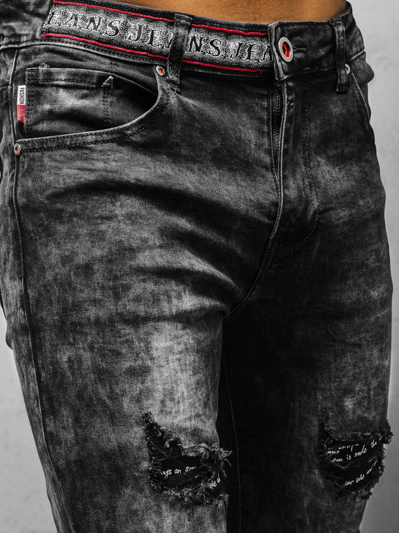 Spodnie jeansowe męskie czarne OZONEE DR/TF102Z