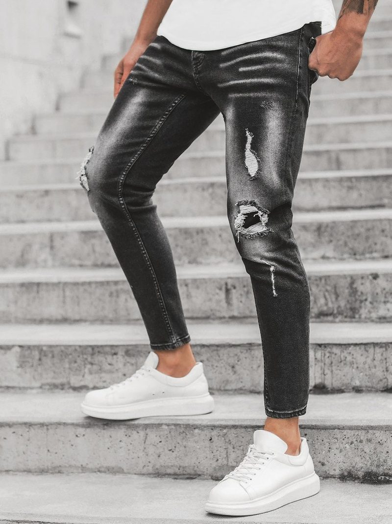 Spodnie męskie jeans czarne OZONEE O/B5678/1