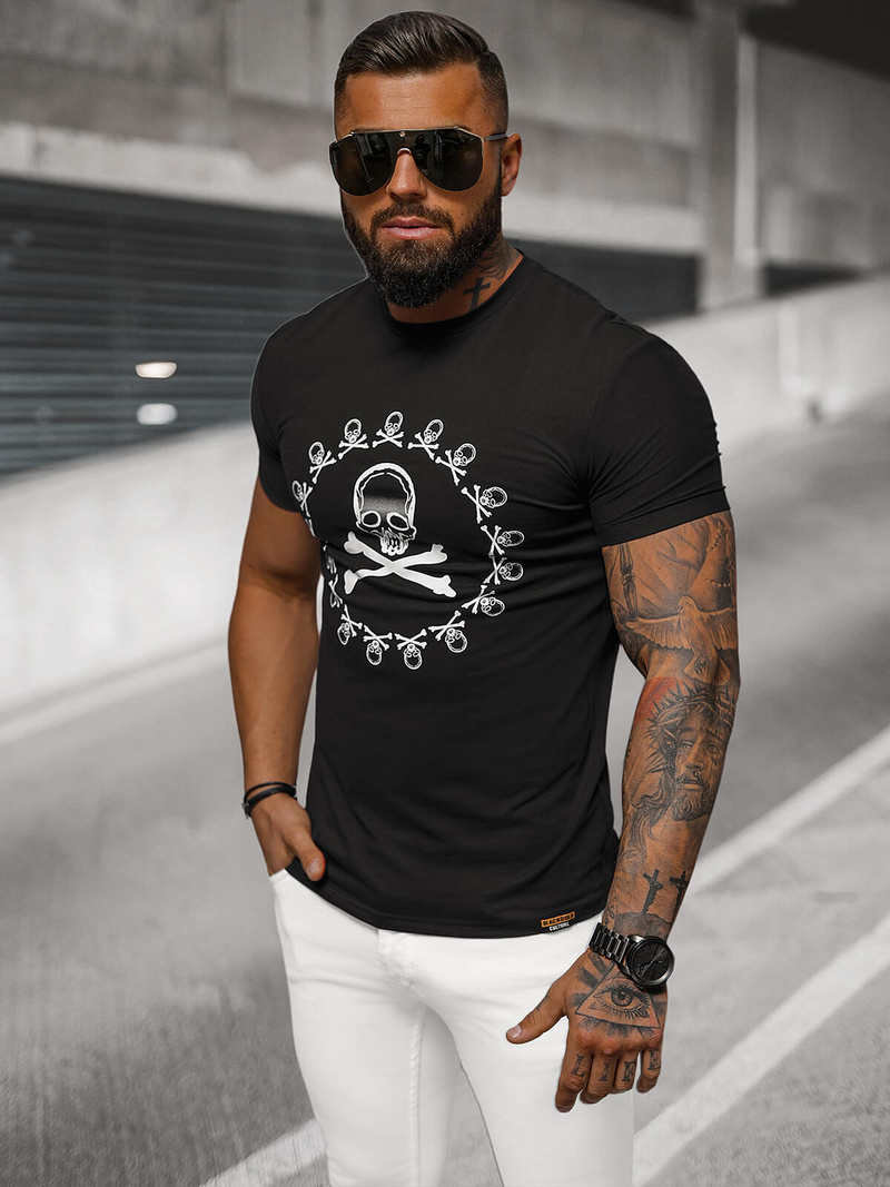 T-shirt męski slim fit czarny OZONEE NB/MT3068