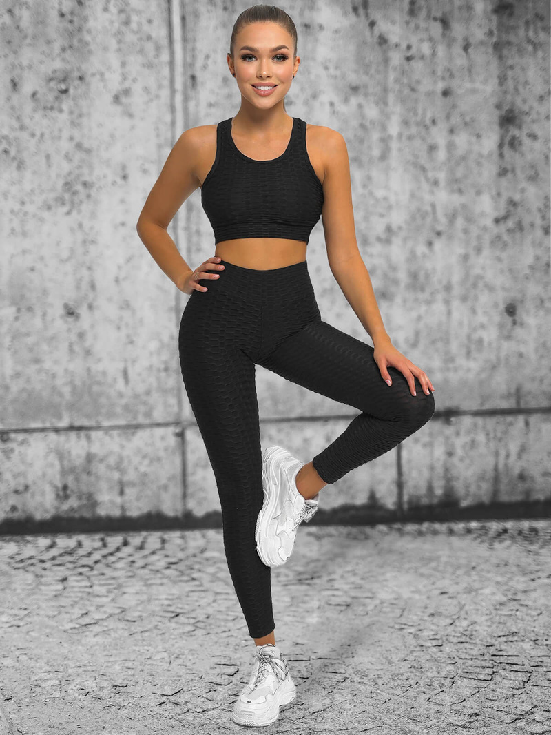 Komplet sportowy dwuczęściowy damski czarny OZONEE O/22753
