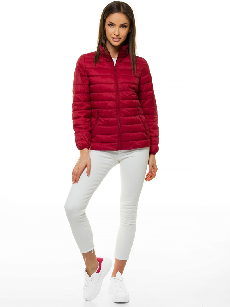 Kurtka przejściowa damska pikowana bordowa OZONEE JS/20311