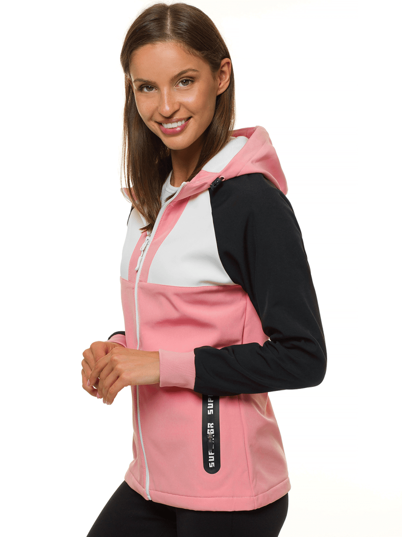 Kurtka softshell damska z kapturem jasnoróżowa OZONEE JS/HD184/25