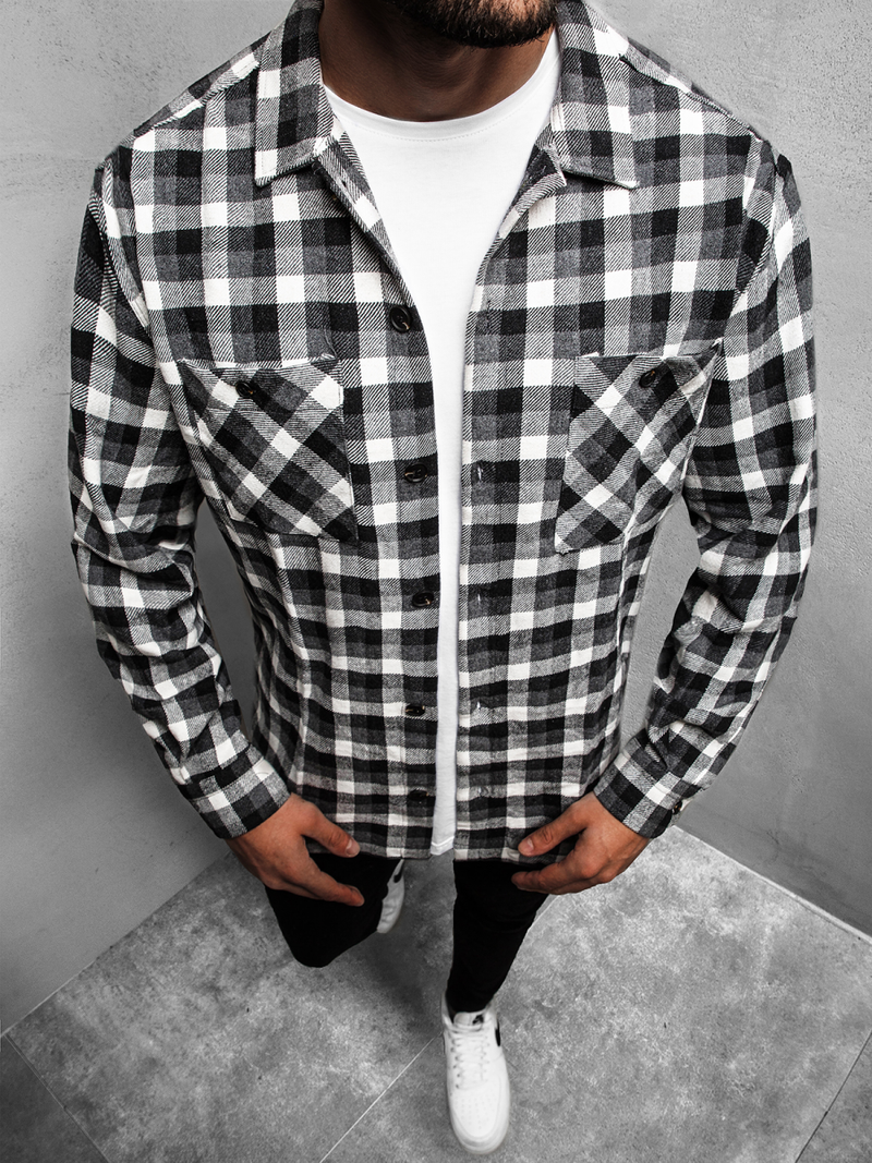 Сорочка чоловіча Темно-сіро-Сiра OZONEE MACH/G503