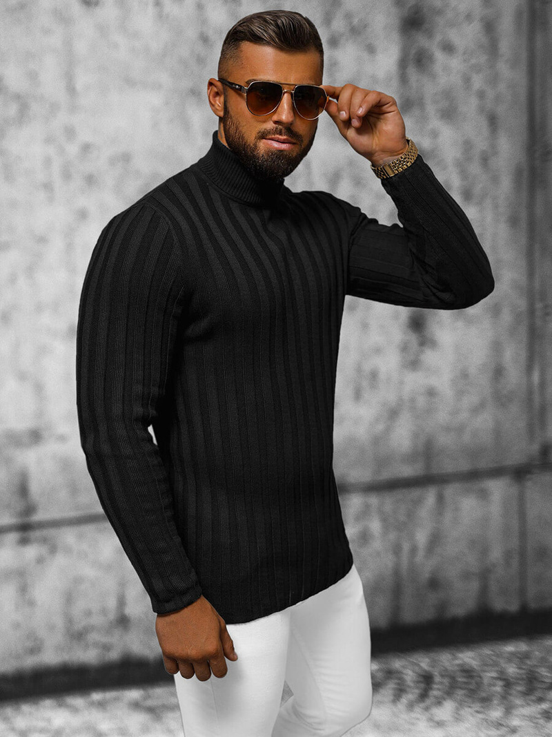 Sweter męski golf czarny OZONEE L/2300Z