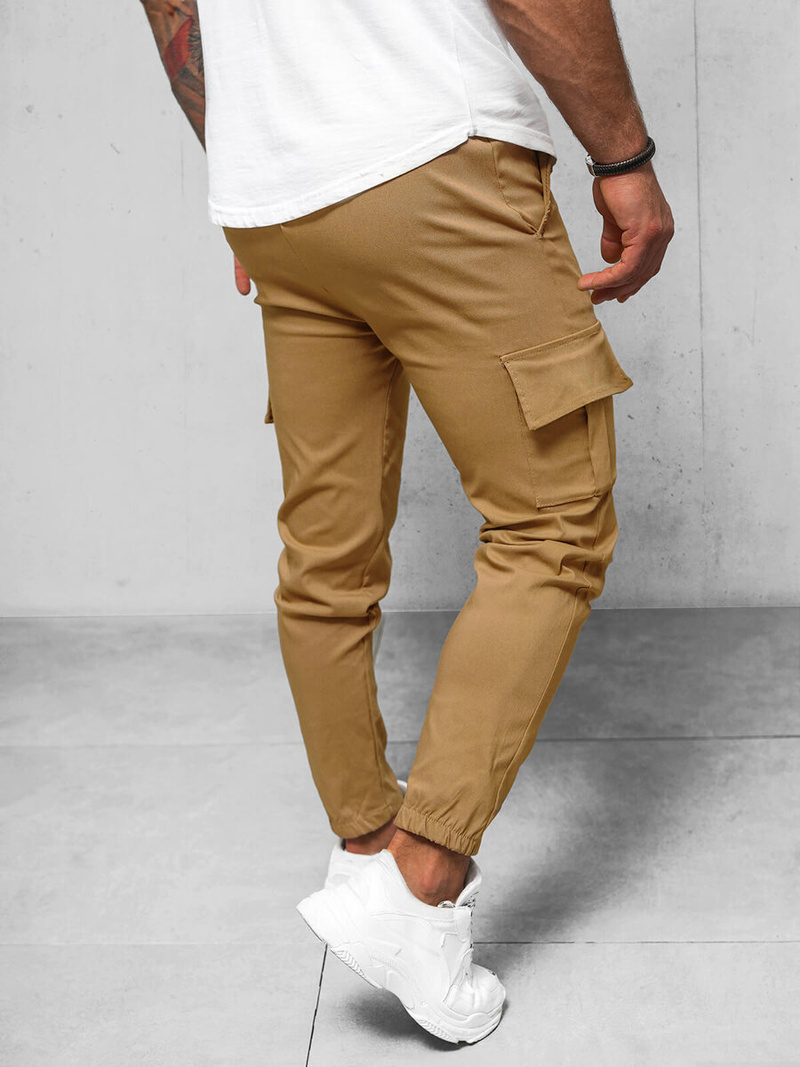 Spodnie męskie chino joggery camelowe OZONEE O/1404SP
