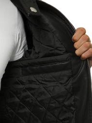 Kurtka skórzana męska czarna OZONEE JB/JP1151