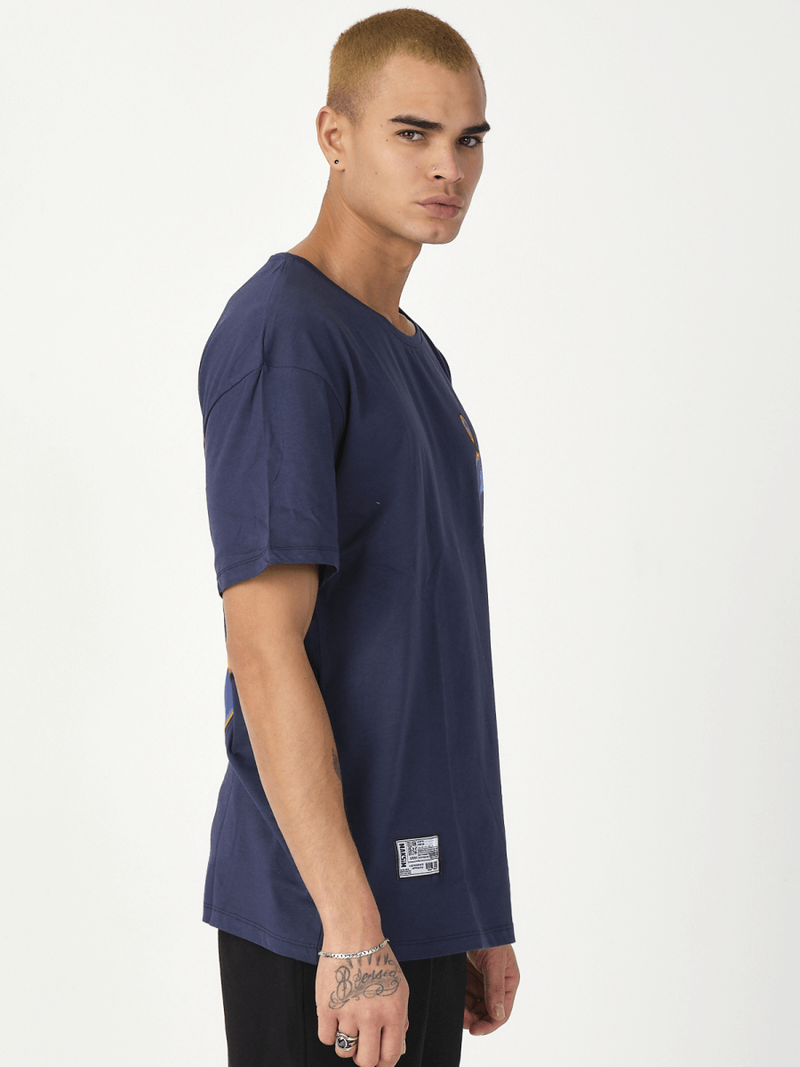 T-Shirt męski z nadrukiem granatowy OZONEE MR/21538