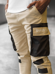 Spodnie męskie chino joggery beżowe OZONEE G/11131