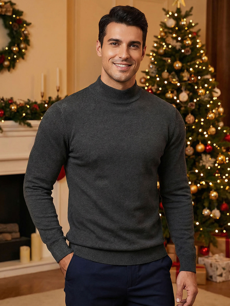 Sweter męski półgolf grafitowy OZONEE V/V24503Z