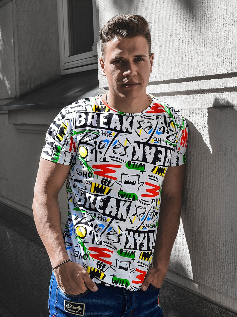 T-Shirt męski z nadrukiem kolorowy OZONEE O/BL60