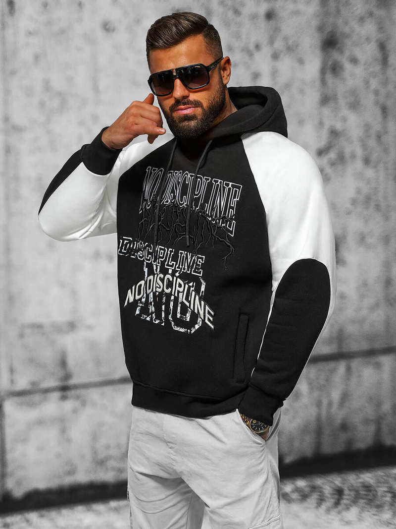 Bluza z kapturem oversize czarna OZONEE O/SWE23037