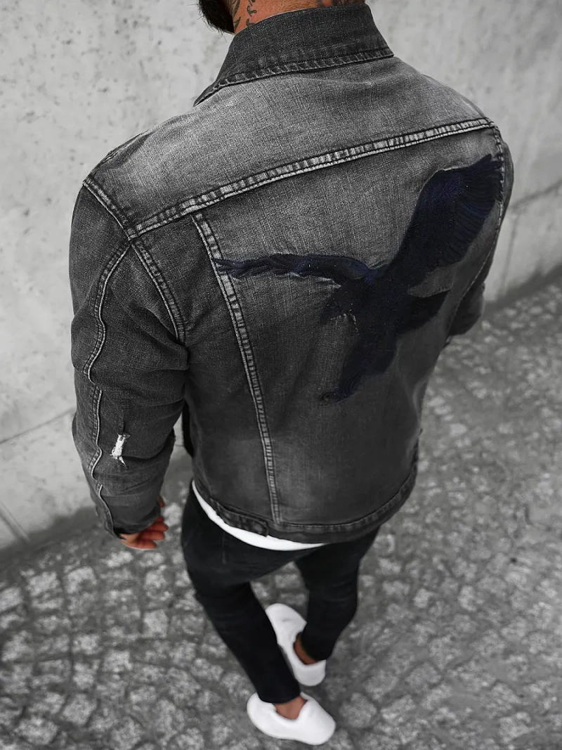 Kurtka męska jeansowa czarna OZONEE NB/MJ507N