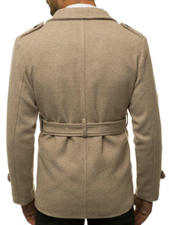 Płaszcz męski z pagonami beżowy OZONEE O/5627