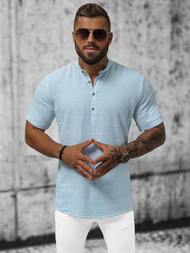 Koszula męska z krótkim rękawem jasno-niebieska OZONEE O/V46