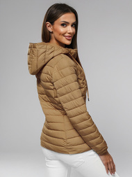 Kurtka damska pikowana ciemno-beżowa OZONEE JS/16M9103/84