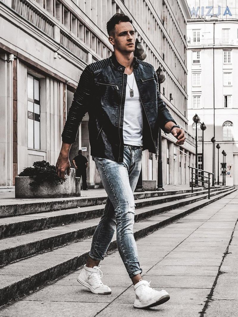 Spodnie męskie jeans niebieskie OZONEE T/7509