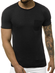 Bluzka męska z dzianiny, krótki rękaw czarna OZONEE L/2476