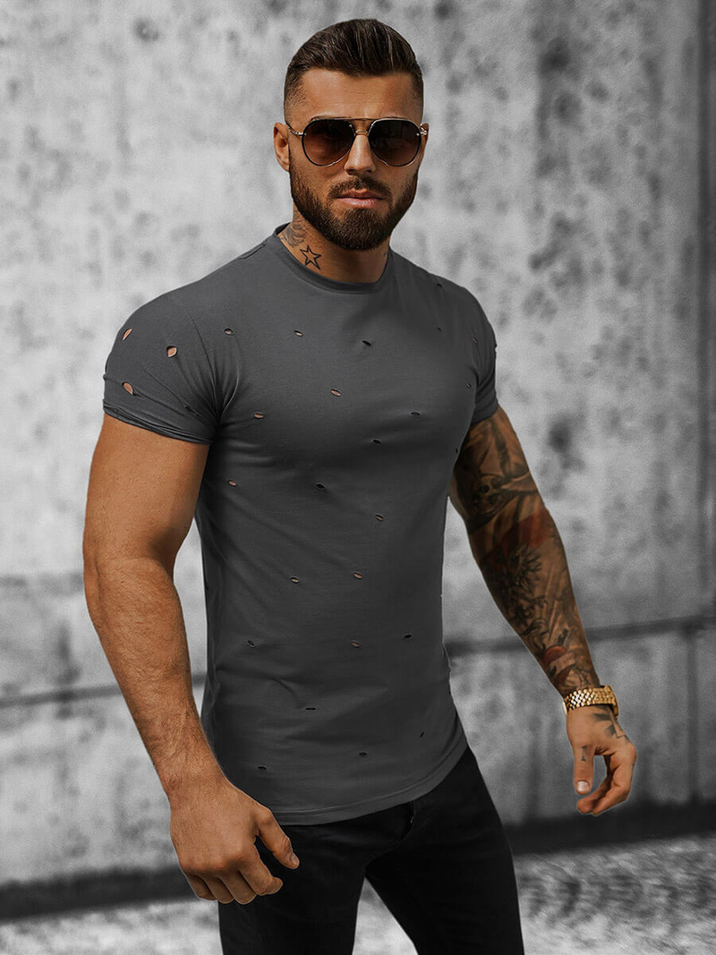T-shirt męski grafitowy OZONEE NB/3009Z