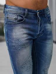 Spodnie jeansowe męskie slim fit ciemno-niebieskie OZONEE NB/MP0009BS