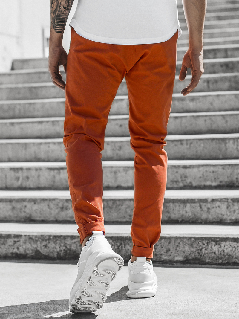 Spodnie męskie chino joggery ciemny-camel OZONEE G/11144