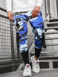 Spodnie męskie chino joggery niebiesko-czarne OZONEE G/11133