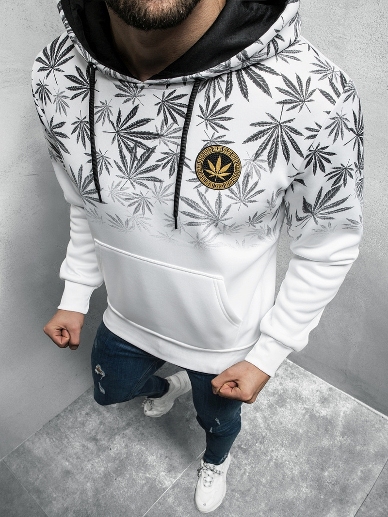 Bluza z kapturem męska biała OZONEE O/HM530