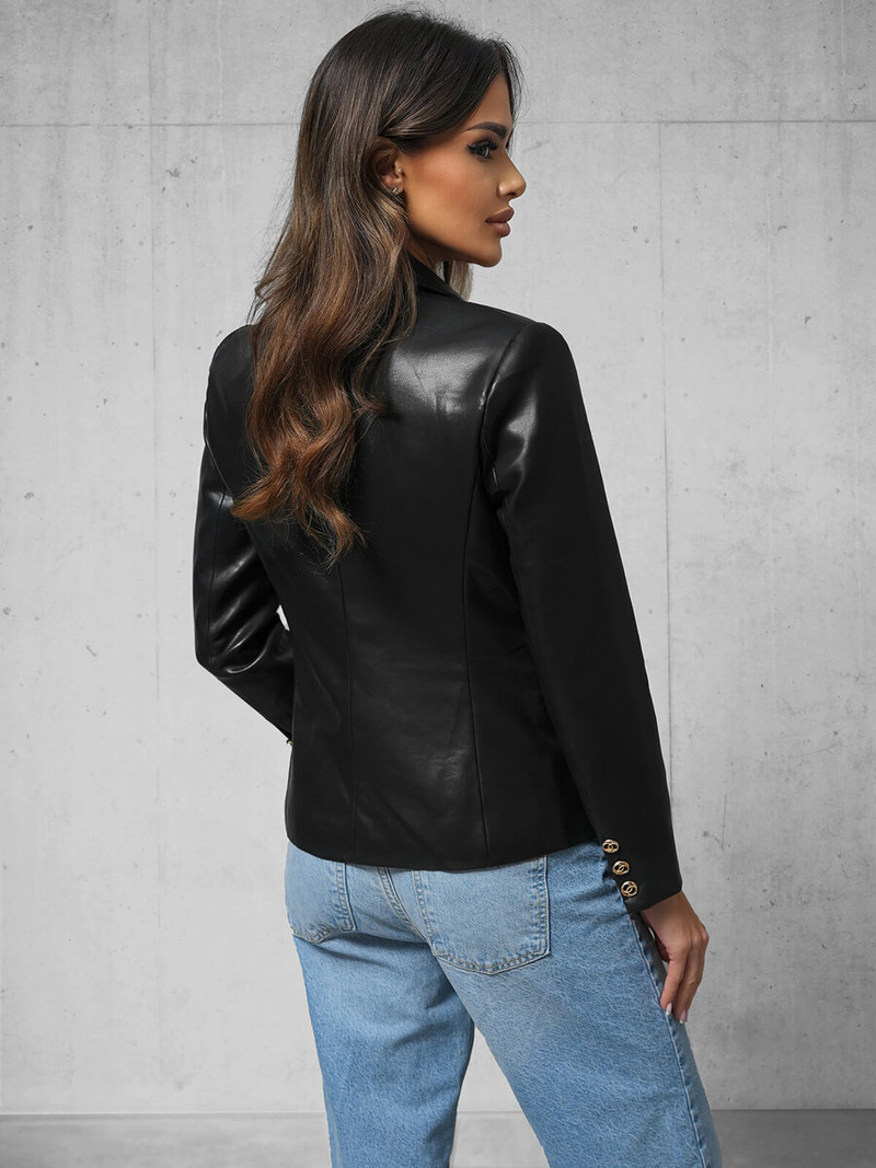 Жіноча шкіряна куртка Чорна OZONEE JS/11Z8120