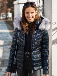 Kurtka zimowa damska z futerkiem czarna OZONEE O/DK059/1Z