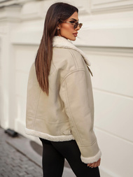 Жіноча шкіряна куртка Бежева OZONEE JS/11Z8178