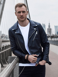 Kurtka skórzana męska ramoneska czarna OZONEE O/5625Z