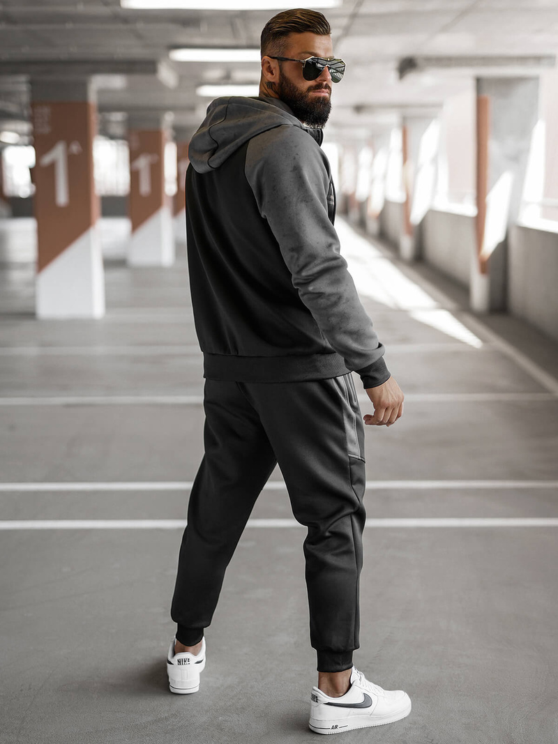 Komplet dresowy męski czarno-grafitowy OZONEE JS/27C6504/5Z